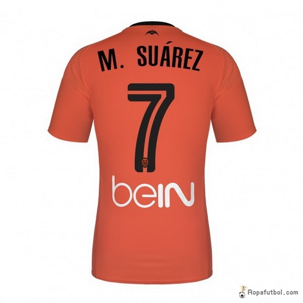 Camiseta Valencia Replica Tercera Ropa M.Suarez 2016/17 Naranja